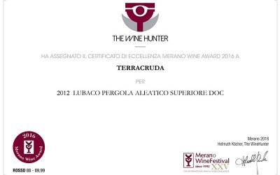 Premio Merano Wine Award 2016 al Lubaco Pergola 2012 Aleatico superiore Doc