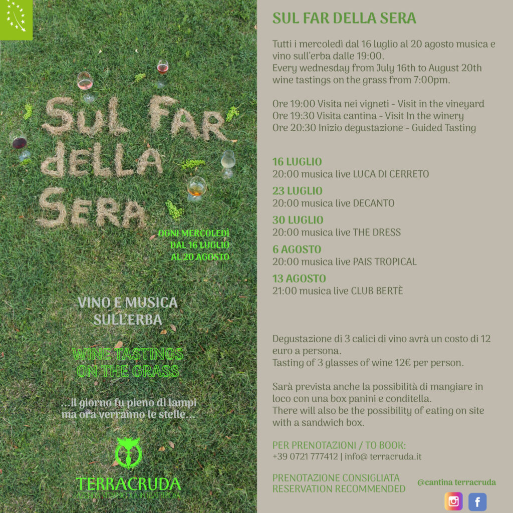 Sul far della sera 2025: degustazioni di vino biologico musica live e visite guidate cantina e vigneti